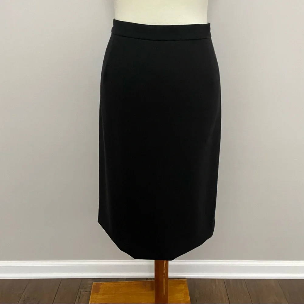 Tory Burch Skirt Classic Straight Knee Length Pencil Wool Blend Lined Black